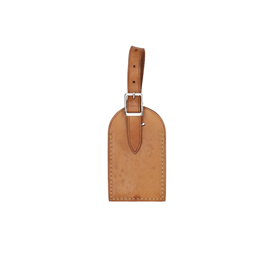 LOUIS VUITTON ADRESSANHÄNGER TRAVEL TAG MIT INITIALEN AUS VVN LEDER IN MITTELBRAUN