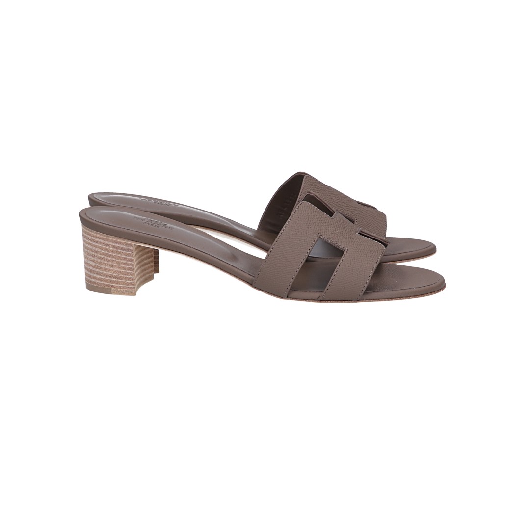 HERMÈS SANDALEN SCHUHE 'OASIS' AUS VEAU EPSOM IN ETOUPE IN GR. 40