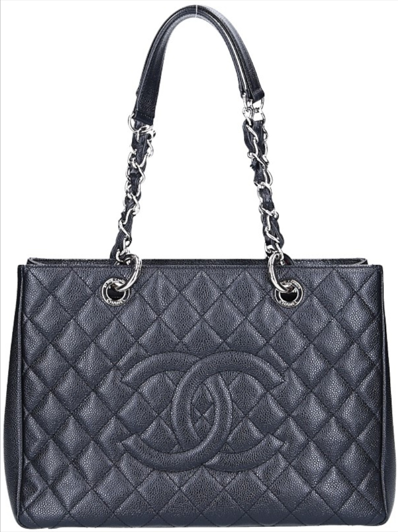CHANEL GRAND SHOPPING TOTE SHOPPER HANDTASCHE AUS GENARBTEM KALBSLEDER MIT SHW (A50995)