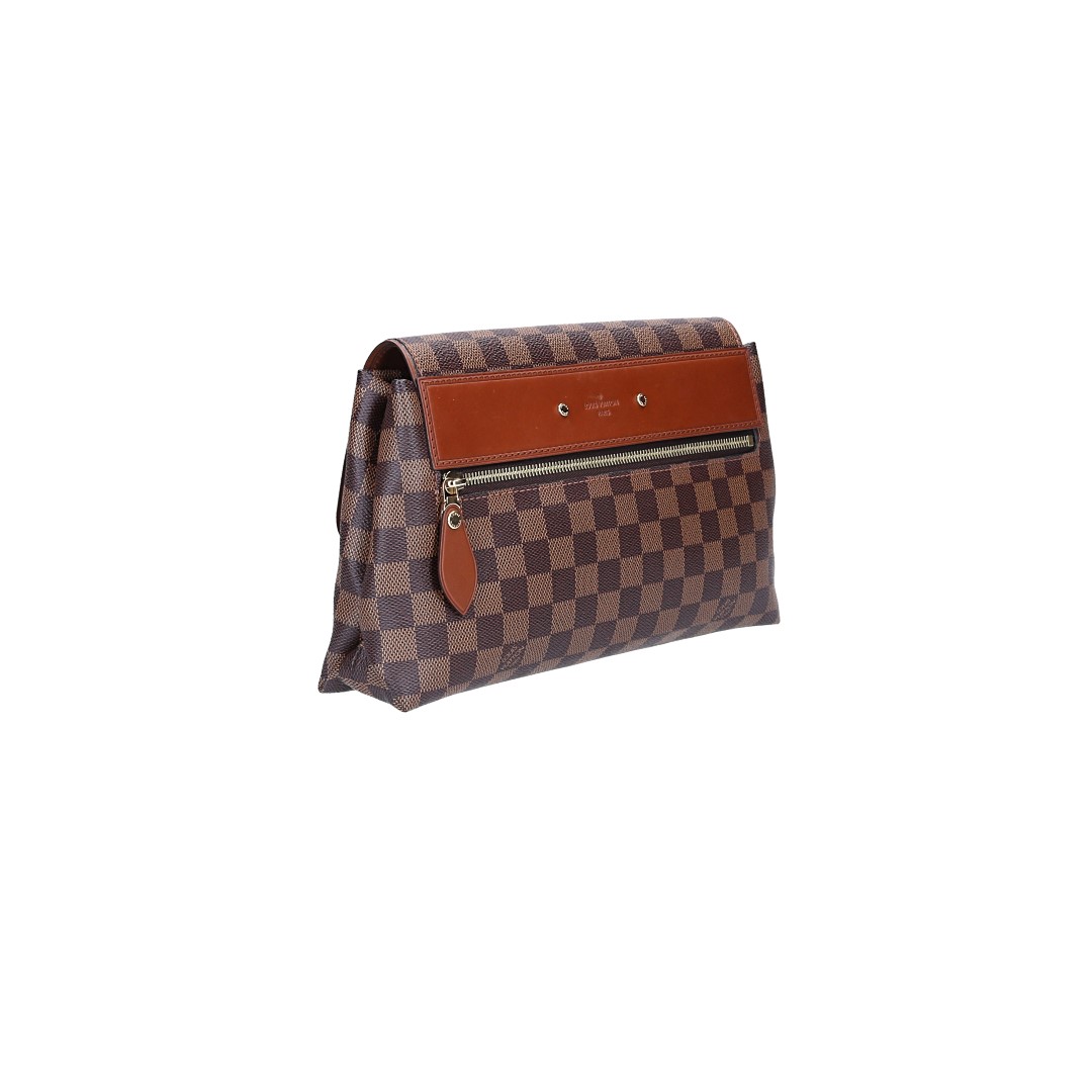 49523-LouisVuitton-Handtasche-Damier_2D_0004 LOUIS VUITTON POCHETTE ASCOT CLUTCH AUS DAMIER EBENE CANVAS
