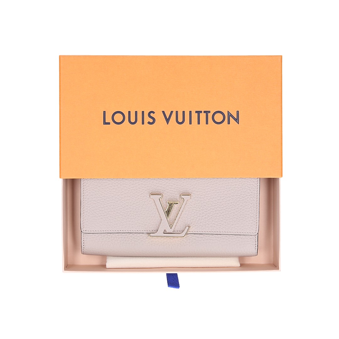 LOUIS VUITTON GELDBÖRSE 'CAPUCINES' AUS TAURILLON LEDER IN GALET (M61249)