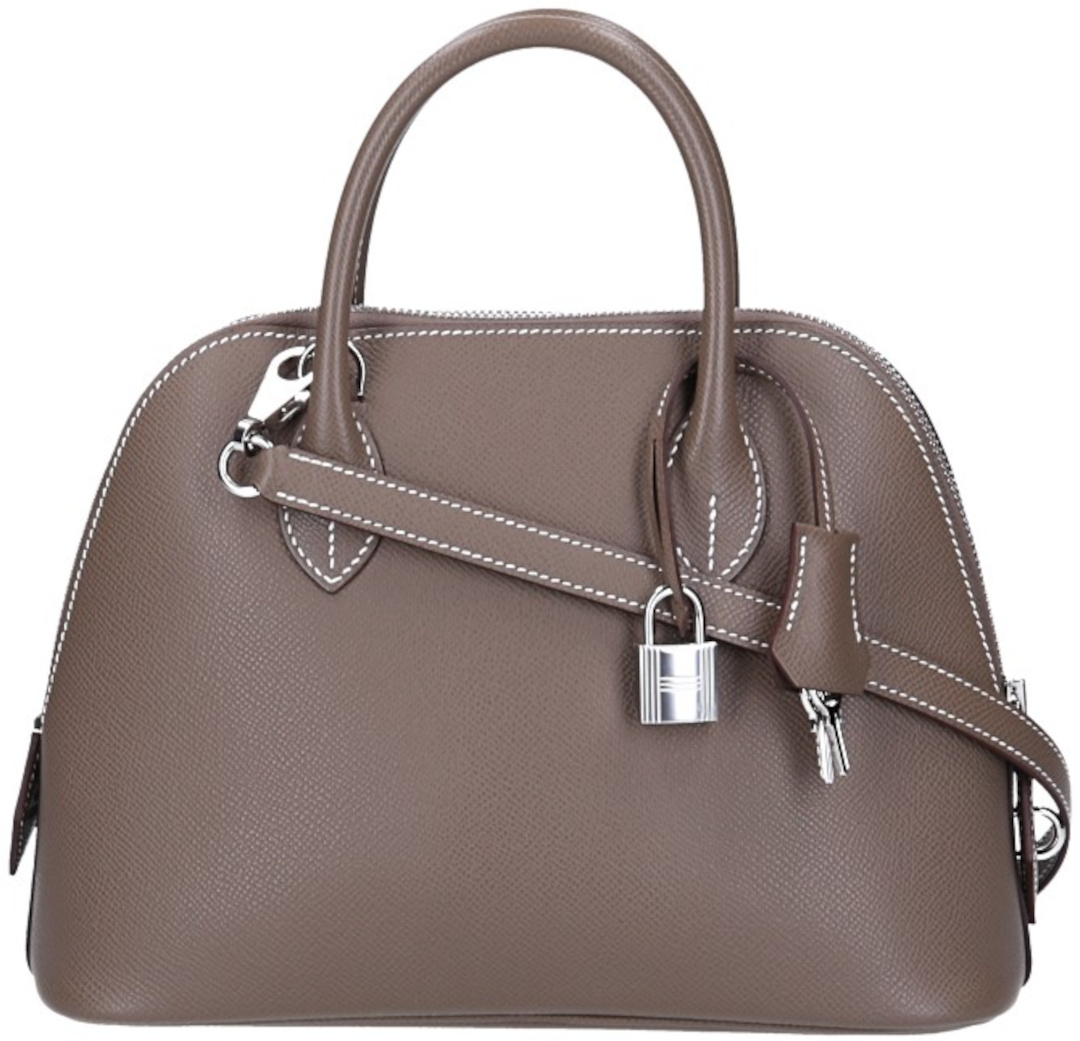 HERMÈS BOLIDE 1923 25 HANDTASCHE AUS EPSOM KALBSLEDER IN ÉTOUPE MIT PHW