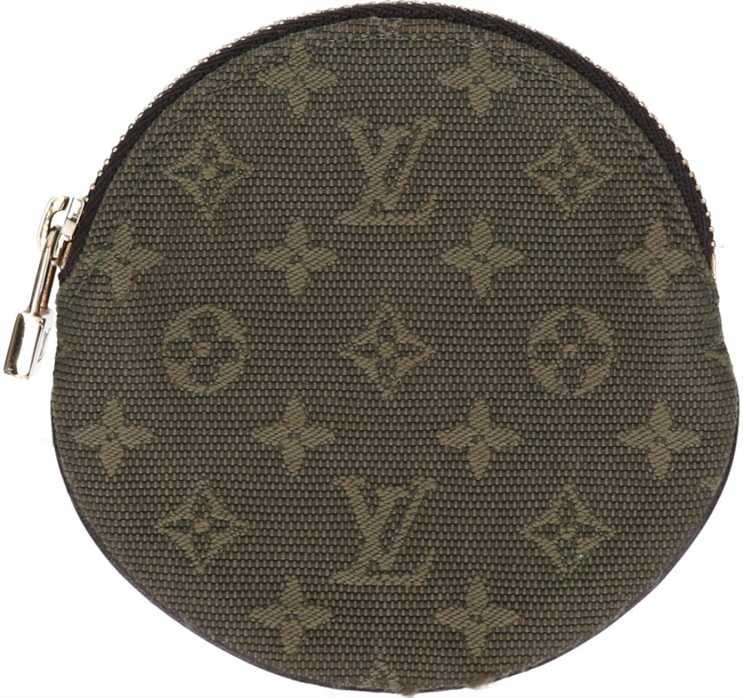 LOUIS VUITTON PORTEMONNAIE ROND AUS MONOGRAM MINI LIN CANVAS IN KAKI TON SUR TON