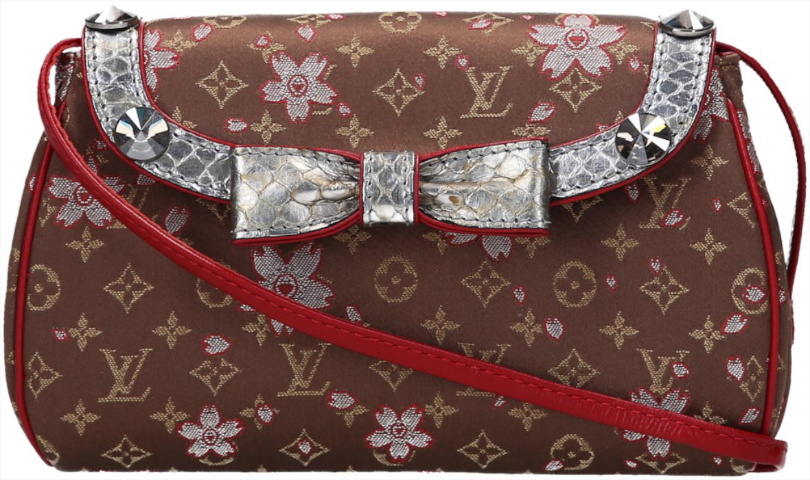 LOUIS VUITTON GRIOTTE CLUTCH AUS MINI MONOGRAM SATIN CHERRY BLOSSOM CANVAS