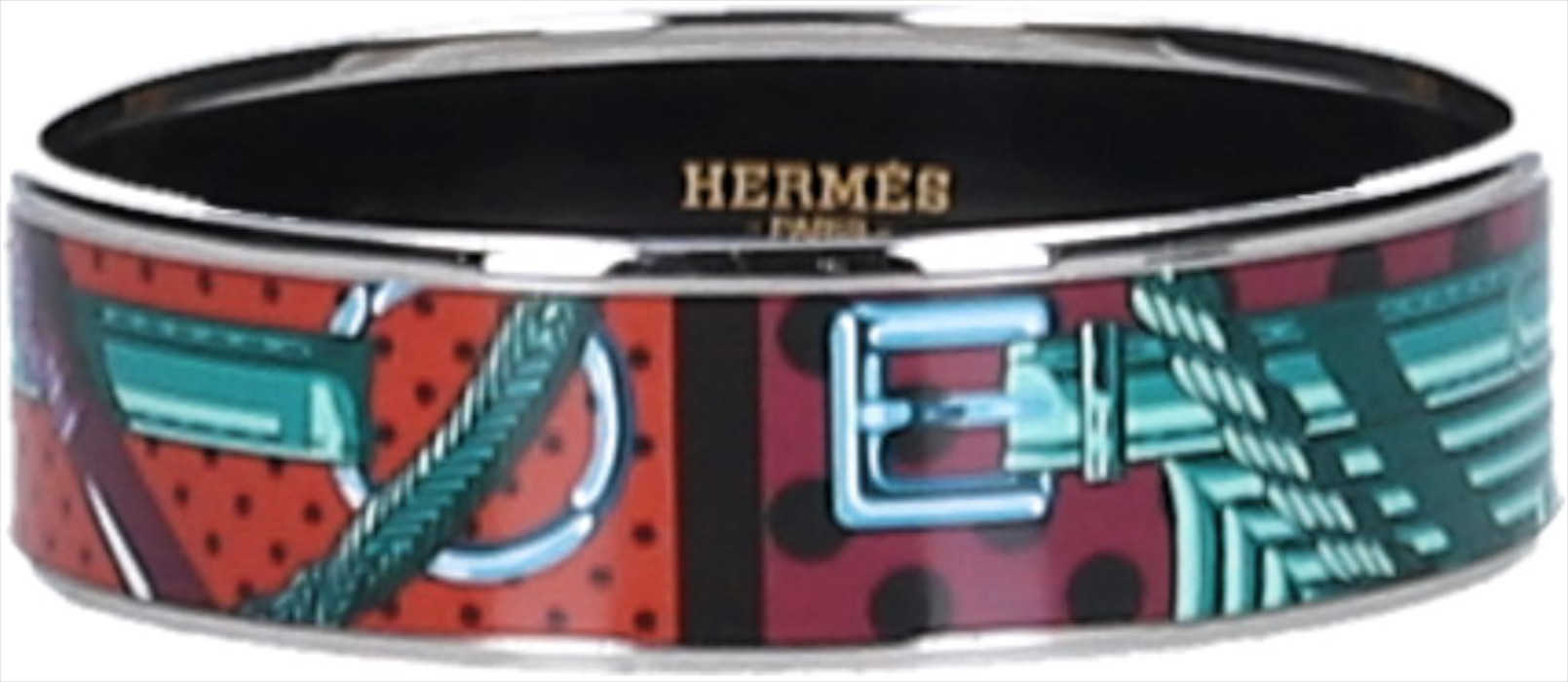 HERMÈS ARMREIF BREIT AUS EMAIL MIT EINER EINFASSUNG MIT SILBER- UND PALLADIUMAUFLAGE GR. 62