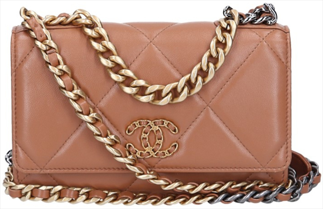 CHANEL WALLET ON CHAIN 19 UMHÄNGETASCHE AUS LAMMLEDER IN BRAUN (AP0957)