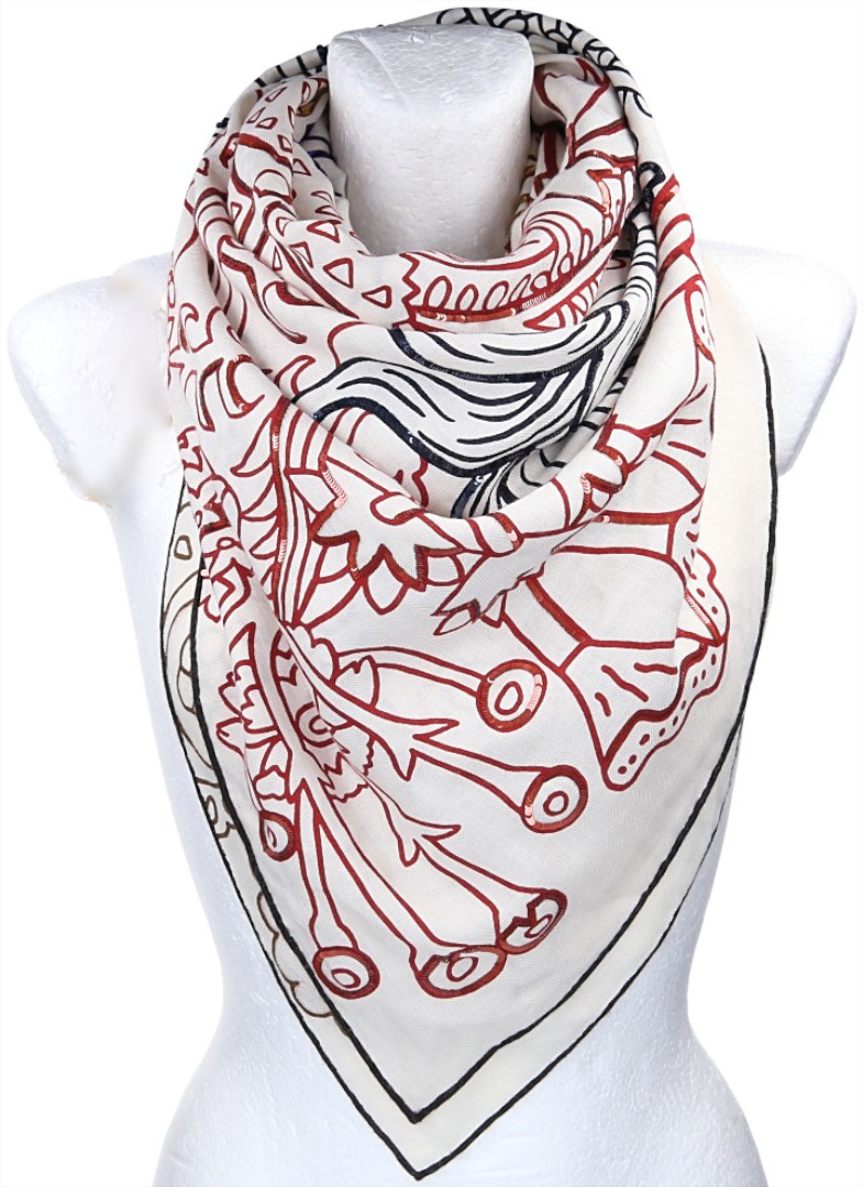 HERMÈS CASHMERE/SILK SCARF 140 x 140 CM 'CACHE CACHE' BY MICHEL DUCHENE