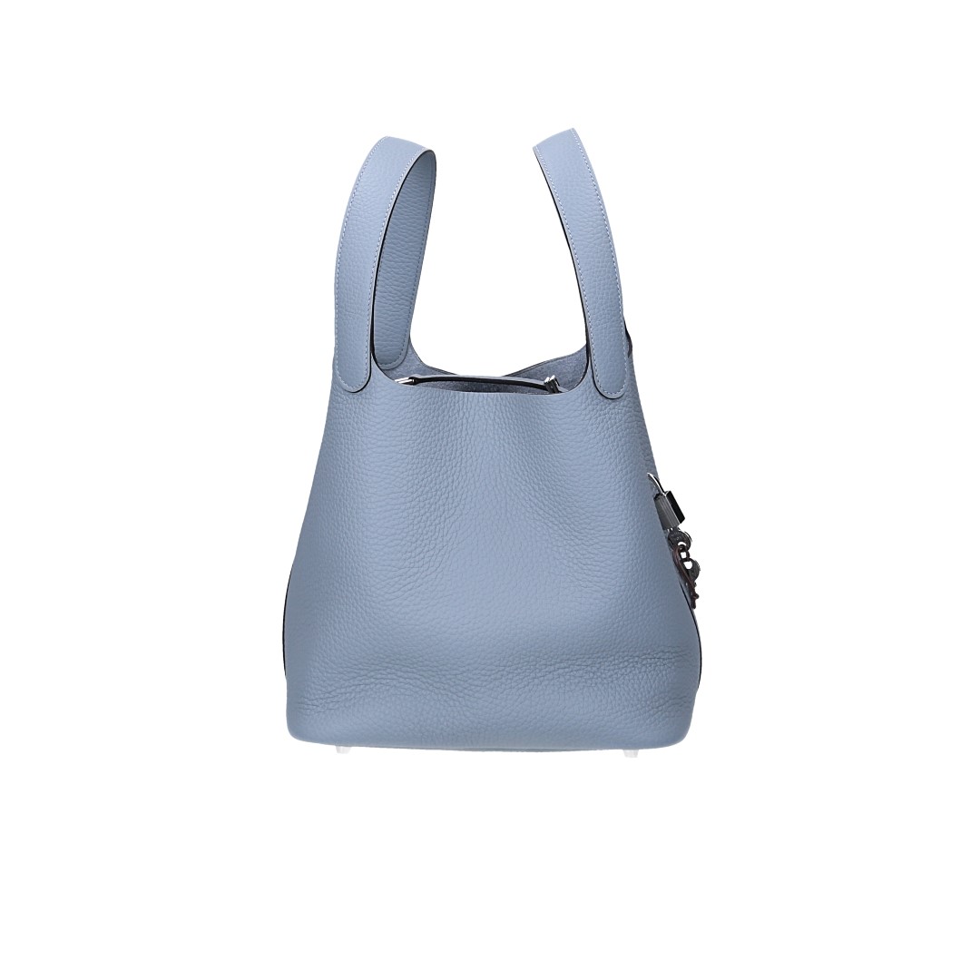 HERMÈS PICOTIN LOCK 22 HENKELTASCHE AUS TAURILLON CLEMENCE LEDER IN GRIS PANTIN MIT PHW