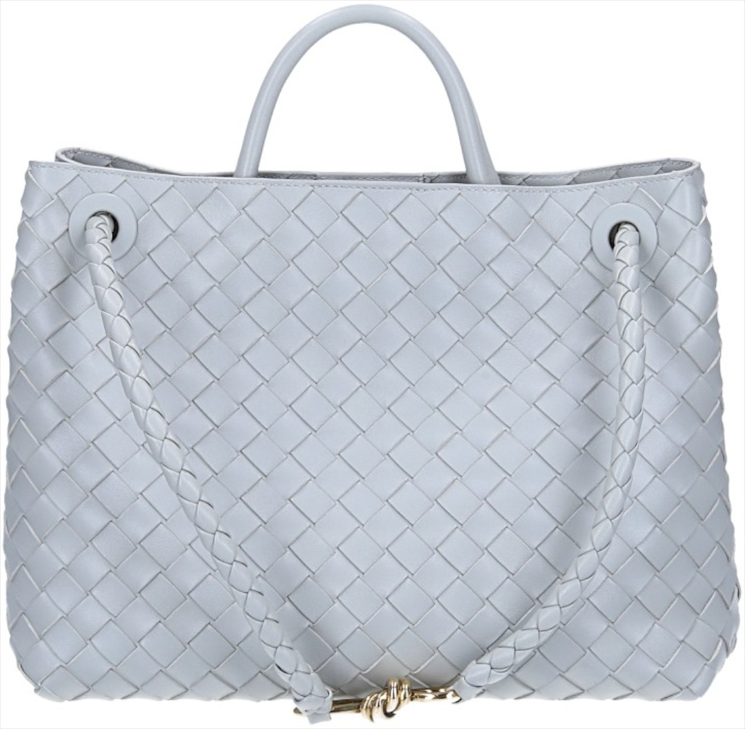 BOTTEGA VENETA ANDIAMO HANDTASCHE AUS INTRECCIATO LEDER IN AGATE GREY