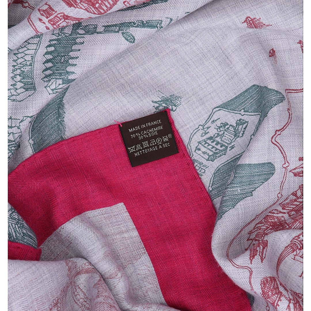 HERMÈS CASHMERE/SILK SCARF 140 x 140 CM SCARF 'FANTAISIE D'ETRIERS' BY VIRGINIE JAMIN