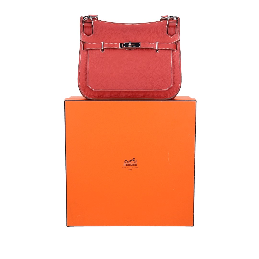 HERMÈS JYPSIÈRE 28 HANDTASCHE AUS CLÉMENCE-JUNGSTIERLEDER IN SANGUINE MIT PHW