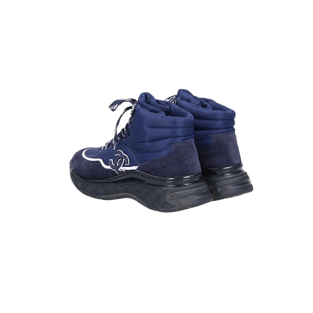 CHANEL SNEAKER SCHUHE AUS NYLON UND SUEDE-LEDER IN BLAU GR. 37 (W G35205)