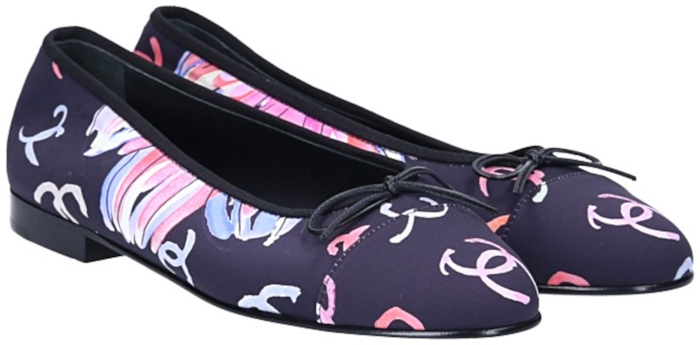 CHANEL BALLERINA SCHUHE AUS TEXTIL IN MEHRFARBIG GR. 37 (F G02819)