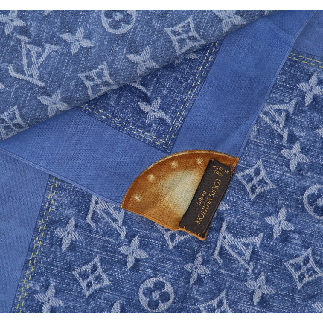 46333-Louis-Vuitton-Tuch_2D_0004 LOUIS VUITTON BANDANA 'MONOGRAM DENIM' AUS BAUMWOLLE IN BLEU