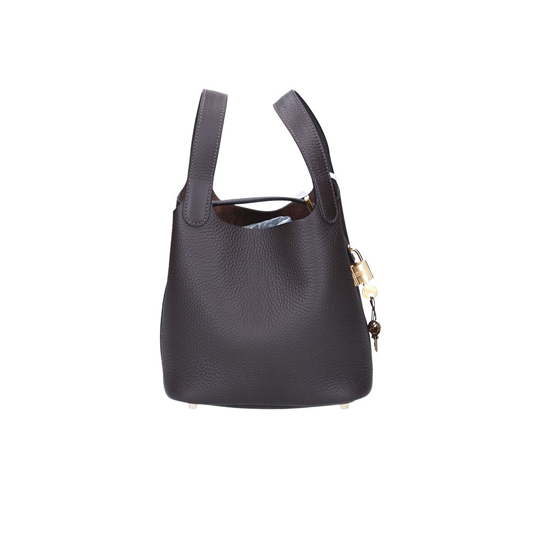 HERMÈS PICOTIN LOCK 18 HANDTASCHE AUS TAURILLON CLEMENCE LEDER IN EBÉNÈ MIT GHW