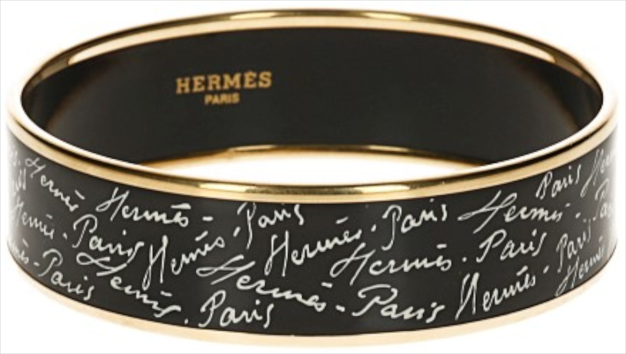 HERMÈS ARMREIF BREIT AUS EMAIL MIT EINER VERGOLDETEN METALL-EINFASSUNG GR. 70