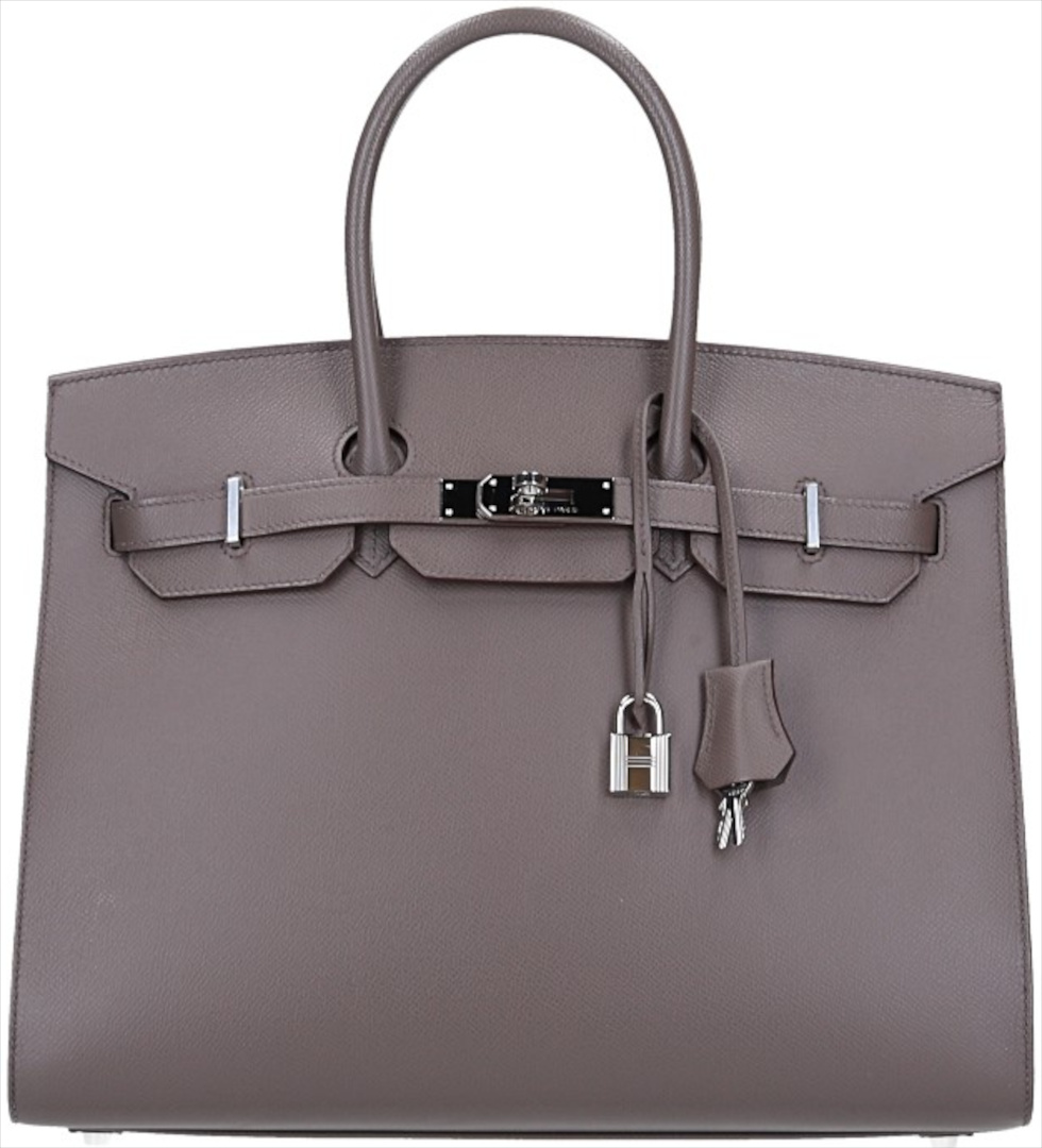HERMÈS BIRKIN 35 SELLIER HANDTASCHE AUS VEAU EPSOM IN ETOUPÉ MIT PHW
