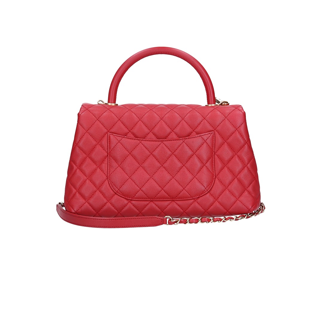 CHANEL GROßE PATTENTASCHE 'COCO HANDLE' AUS GENARBTEM KALBSLEDER (A92991)