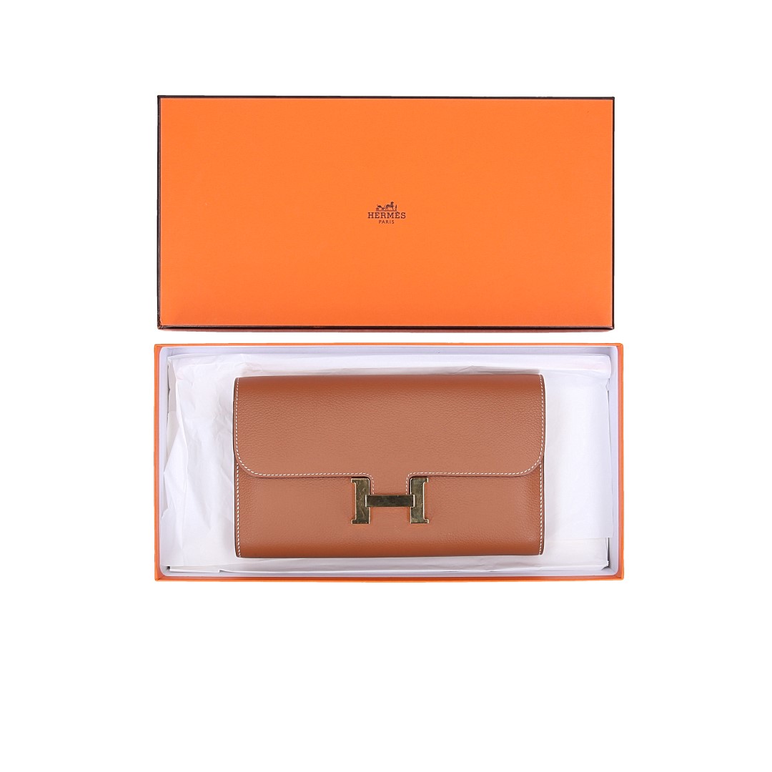 48831-Hermes-Brieftasche_2D_0006 HERMÈS BRIEFTASCHE CONSTANCE COMPACT AUS KALBSLEDER IN GOLD MIT GHW