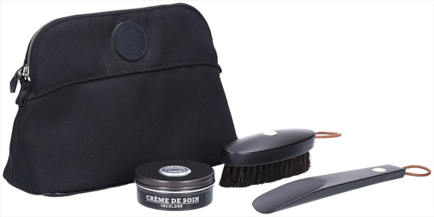 HERMÈS TROUSSE BOLIDE SHOE MAINTENANCE KIT AUS TECHNISCHEM CANVAS IN NOIR HERMÈS TROUSSE BOLIDE SHOE MAINTENANCE KIT AUS TECHNISCHEM CANVAS IN NOIR