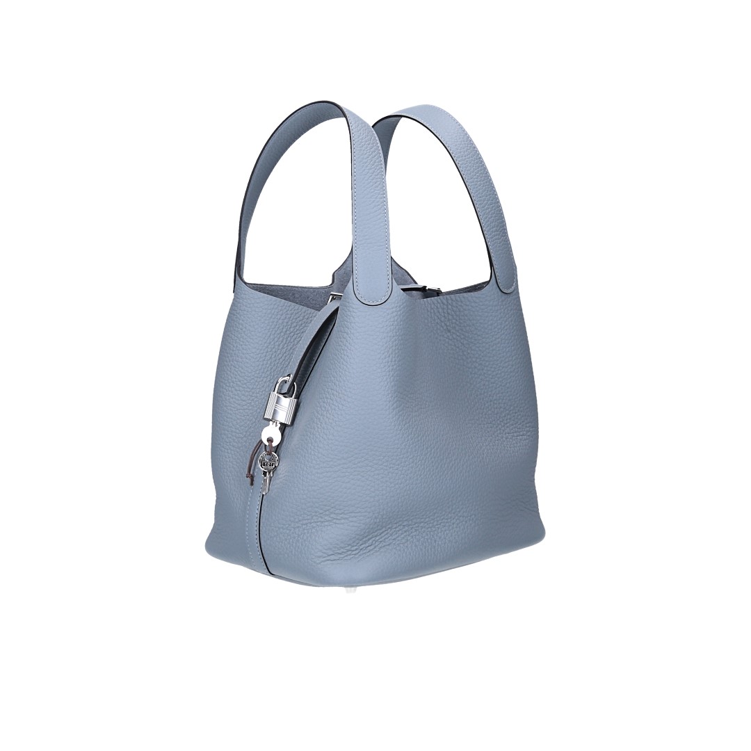 HERMÈS PICOTIN LOCK 22 HENKELTASCHE AUS TAURILLON CLEMENCE LEDER IN GRIS PANTIN MIT PHW