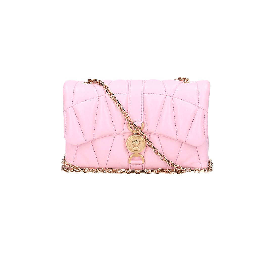 VERSACE MINIBAG KLEIO AUS GESTEPPTEM NAPPALEDER IN HELLROSA MIT GHW