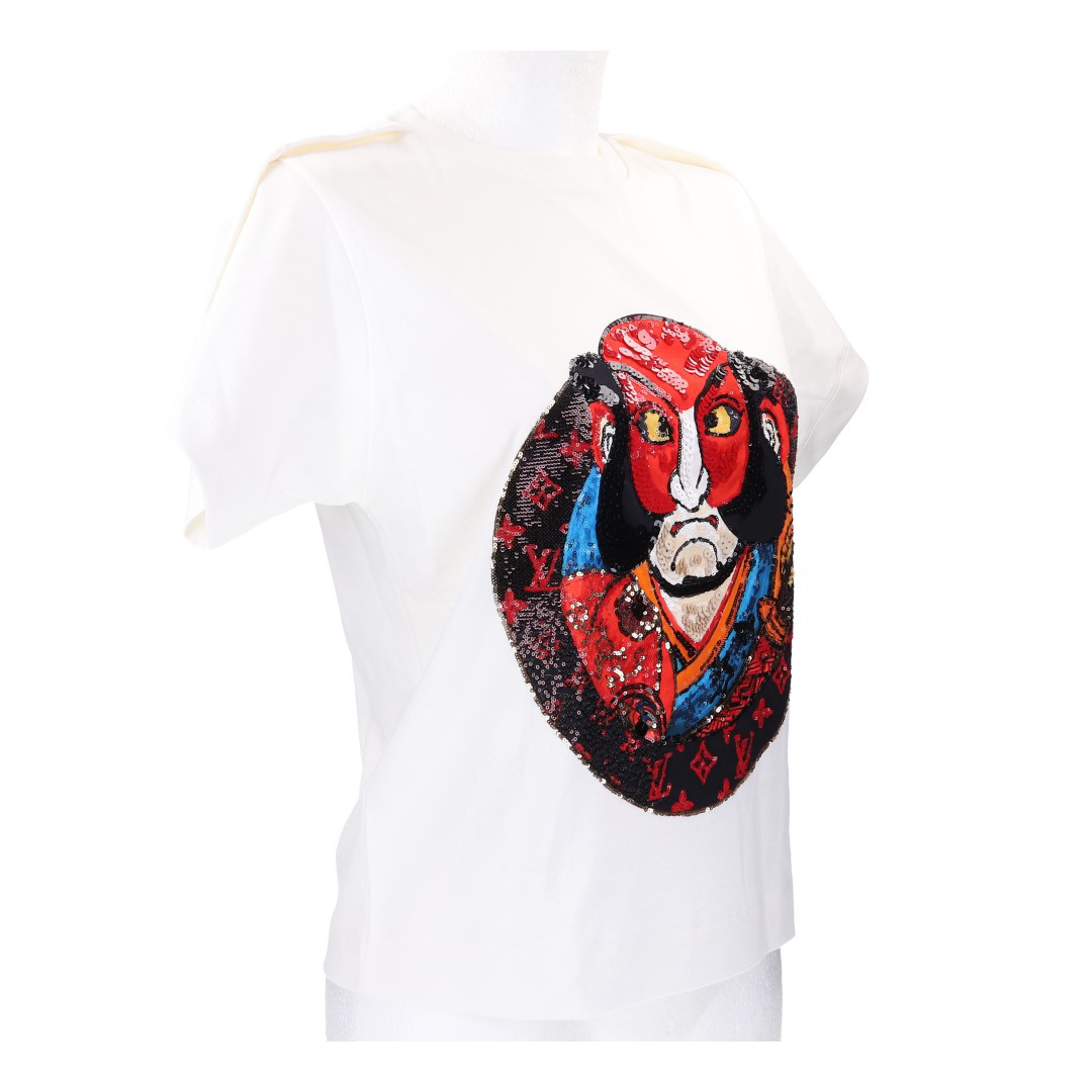 LOUIS VUITTON T-SHIRT 'KABUKI' MIT RUNDHALS-AUSSCHNITT IN GR. XS AUS BAUMWOLLE