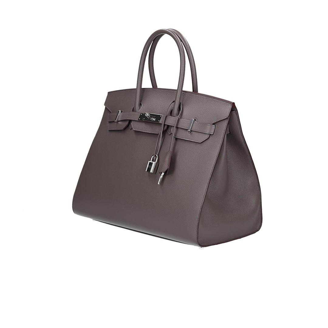 HERMÈS BIRKIN 35 SELLIER HANDTASCHE AUS VEAU EPSOM IN ETOUPÉ MIT PHW