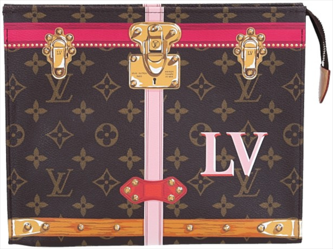LOUIS VUITTON POCHE TOILETTE 26 CLUTCH AUS MONOGRAM SUMMER TRUNKS CANVAS (M43614) LOUIS VUITTON POCHE TOILETTE 26 CLUTCH AUS MONOGRAM SUMMER TRUNKS CANVAS (M43614)