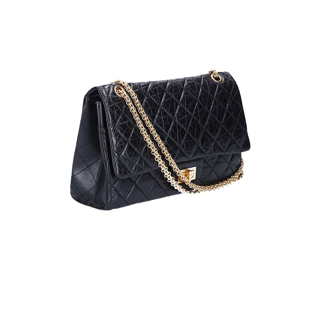 CHANEL 2.55 Reissue Flap Handbag (227) Made of Textile in Raspberry Red