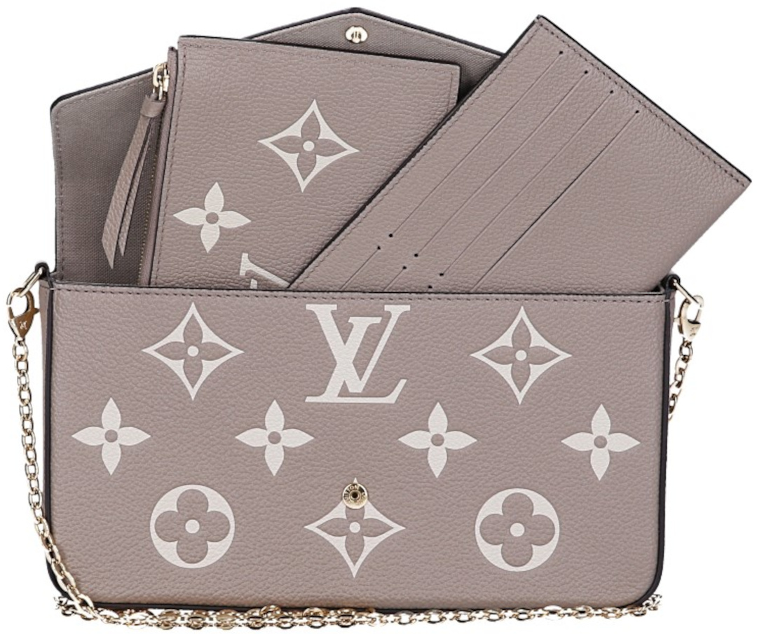 LOUIS VUITTON FÉLICIE POCHETTE HANDTASCHE AUS MONOGRAM EMPREINTE LEDER IN TOURTERELLE/CREME (M69977)