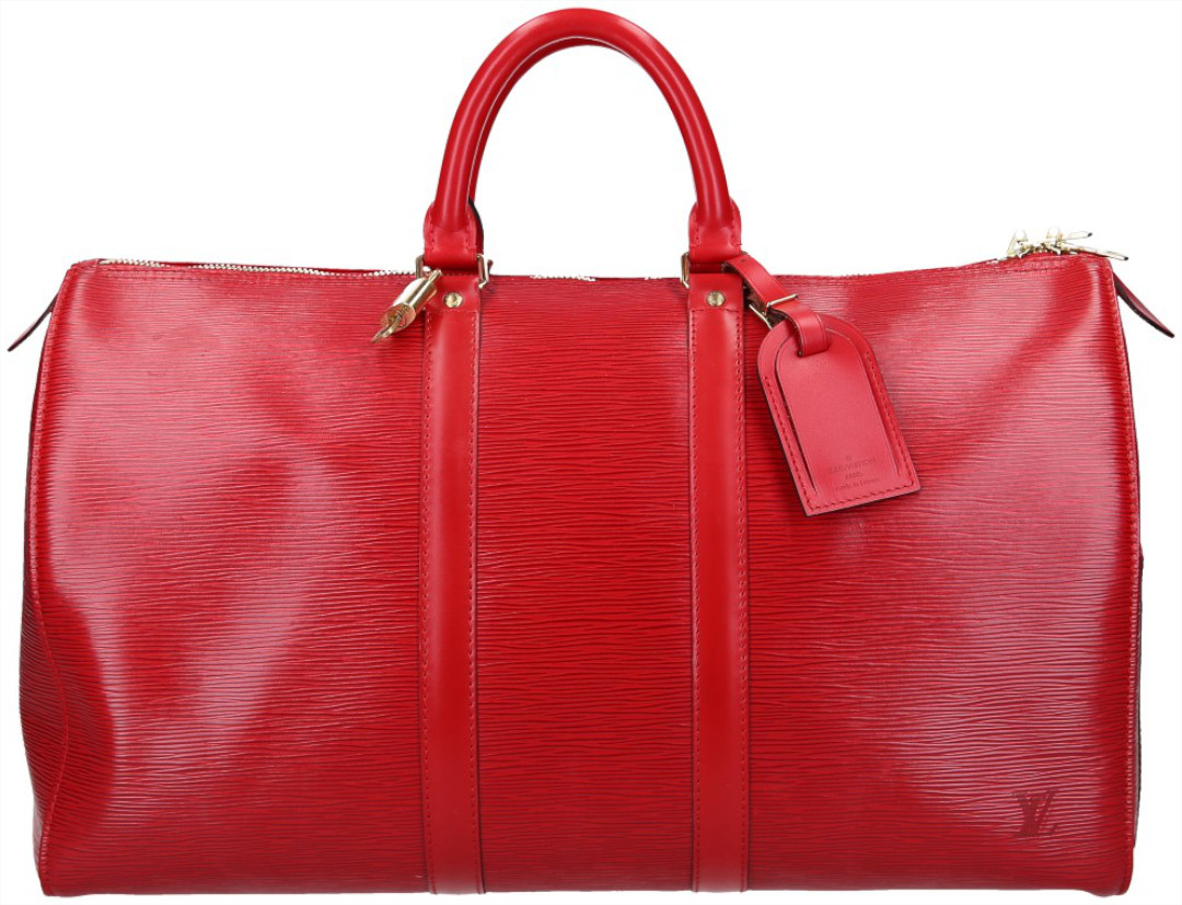 41027-Louis-Vuitton-Keepall-Epi-Leder_2D_0012 LOUIS VUITTON KEEPALL 45 REISETASCHE AUS EPI LEDER IN CASTILLIAN ROT (M42977)