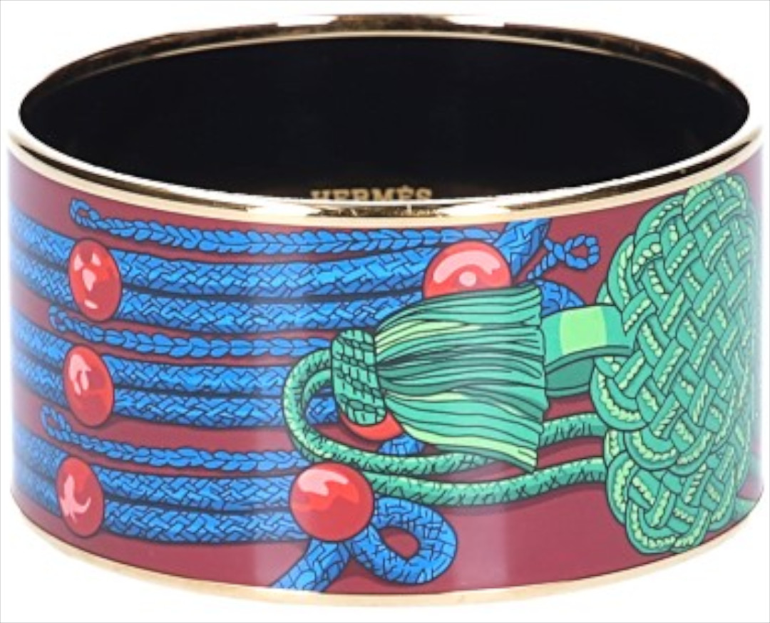 HERMÈS ARMREIF 35 MM EXTRA-BREIT AUS EMAIL MIT EINER EINFASSUNG AUS VERGOLDETEM METALL GR. 70