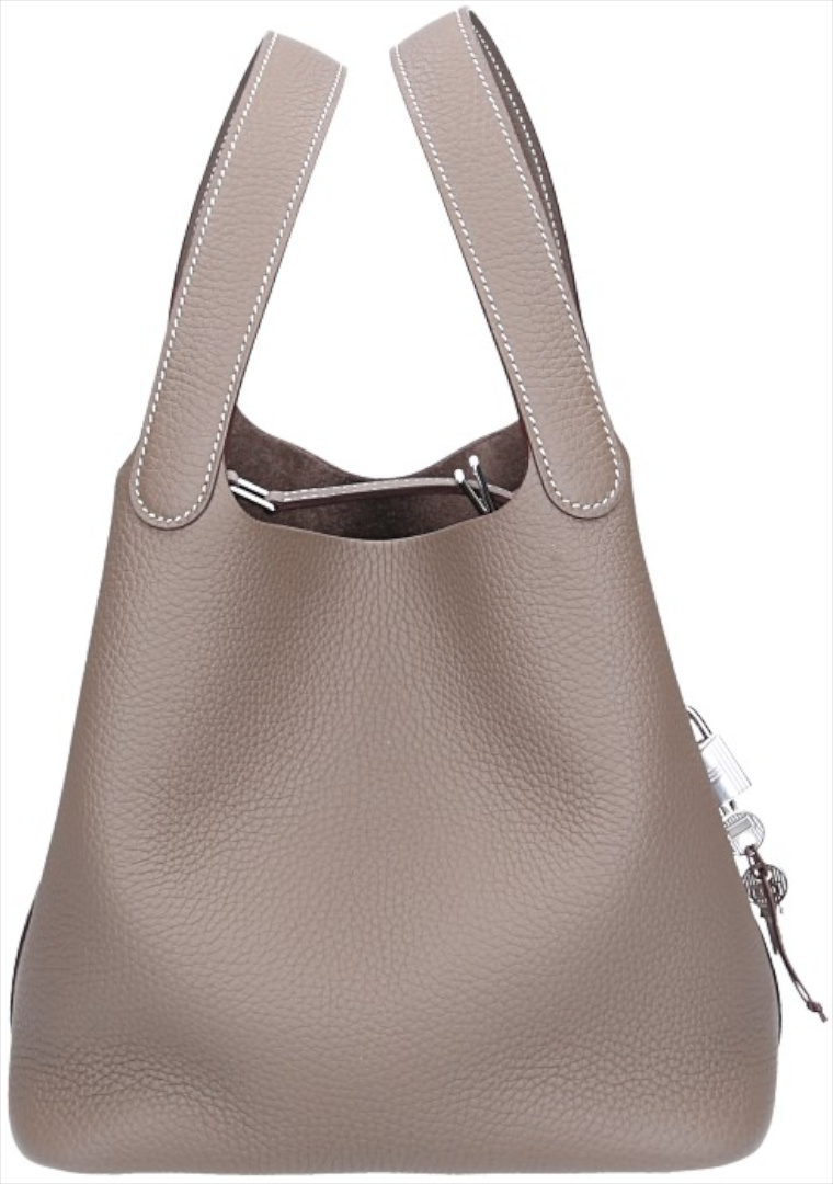HERMÈS PICOTIN LOCK 22 HENKELTASCHE AUS TAURILLON CLEMENCE LEDER IN ETOUPE MIT PHW