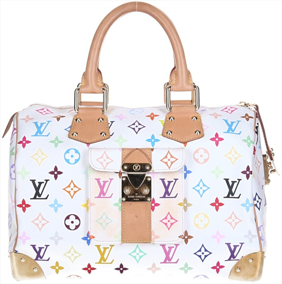 LOUIS VUITTON SPEEDY 30 HENKELTASCHE AUS MONOGRAM MULTICOLORE CANVAS IN BLANC (M92643)