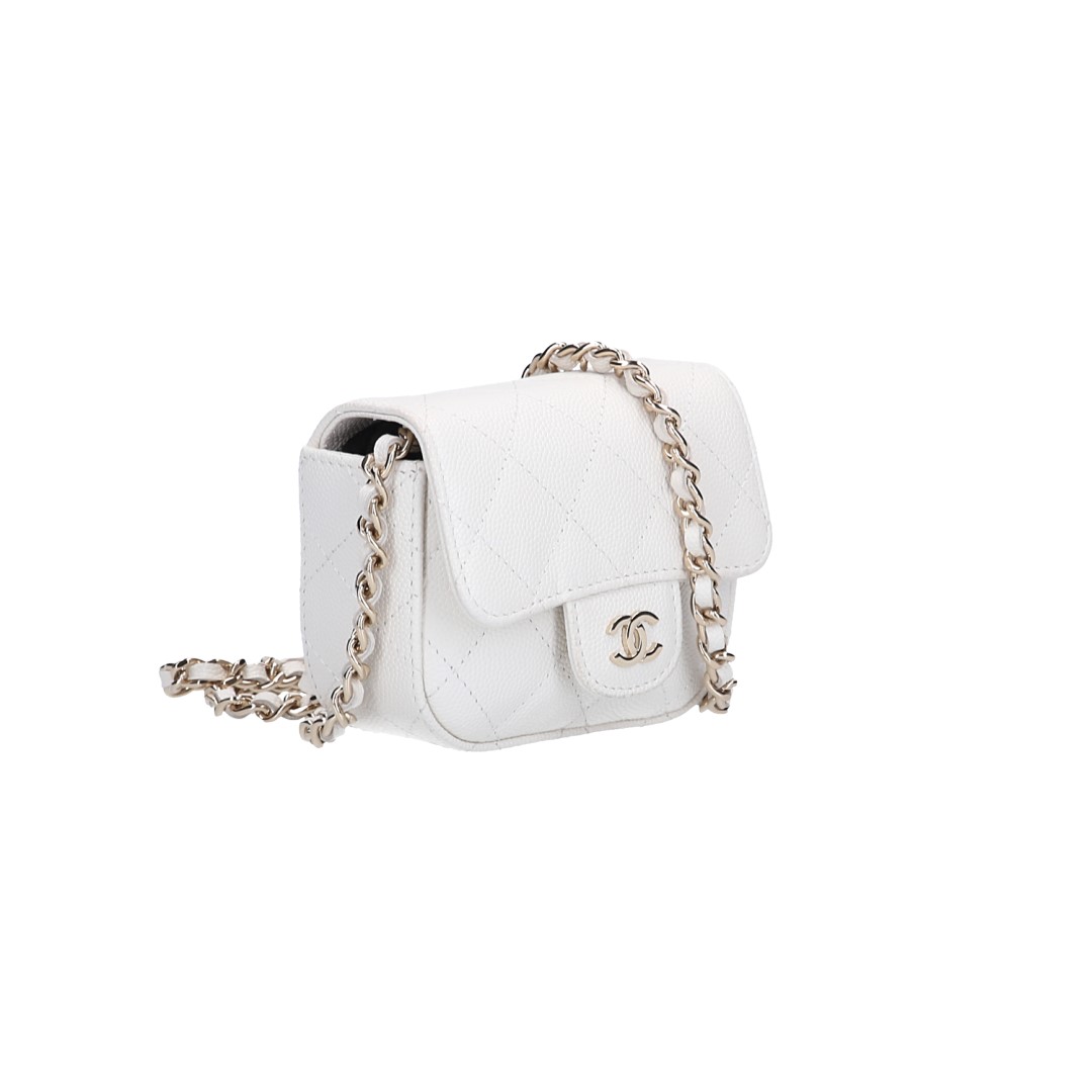 46814-Chanel-Umh-ngetasche_2D_0009k1dFMn421jqpg CHANEL KARTENETUI UMHÄNGETASCHE 'TIMELESS' AUS GENARBTEM KALBSLEDER IN CREME-WEISS MIT LGHW (AP2475)