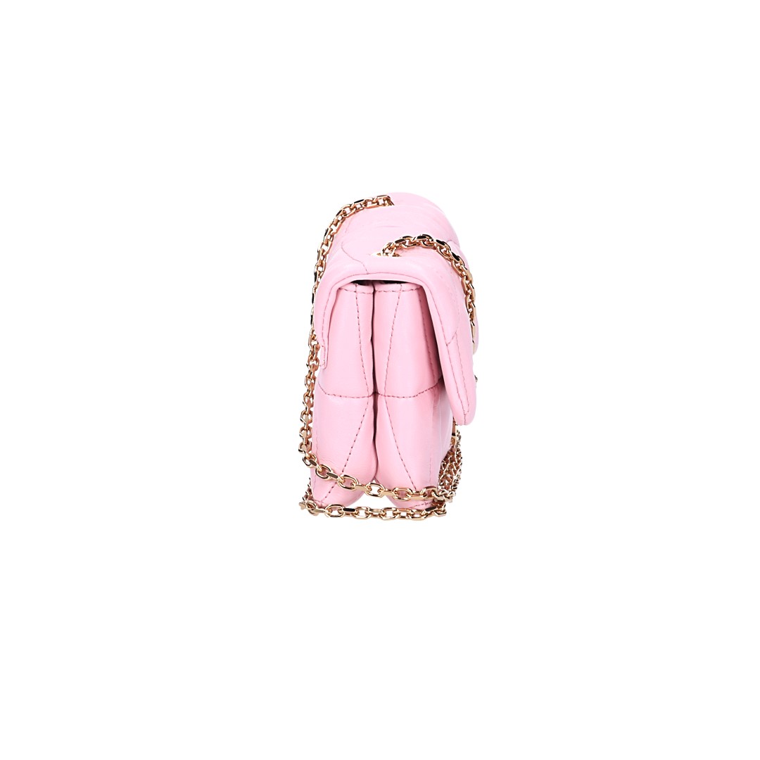 VERSACE MINIBAG KLEIO AUS GESTEPPTEM NAPPALEDER IN HELLROSA MIT GHW