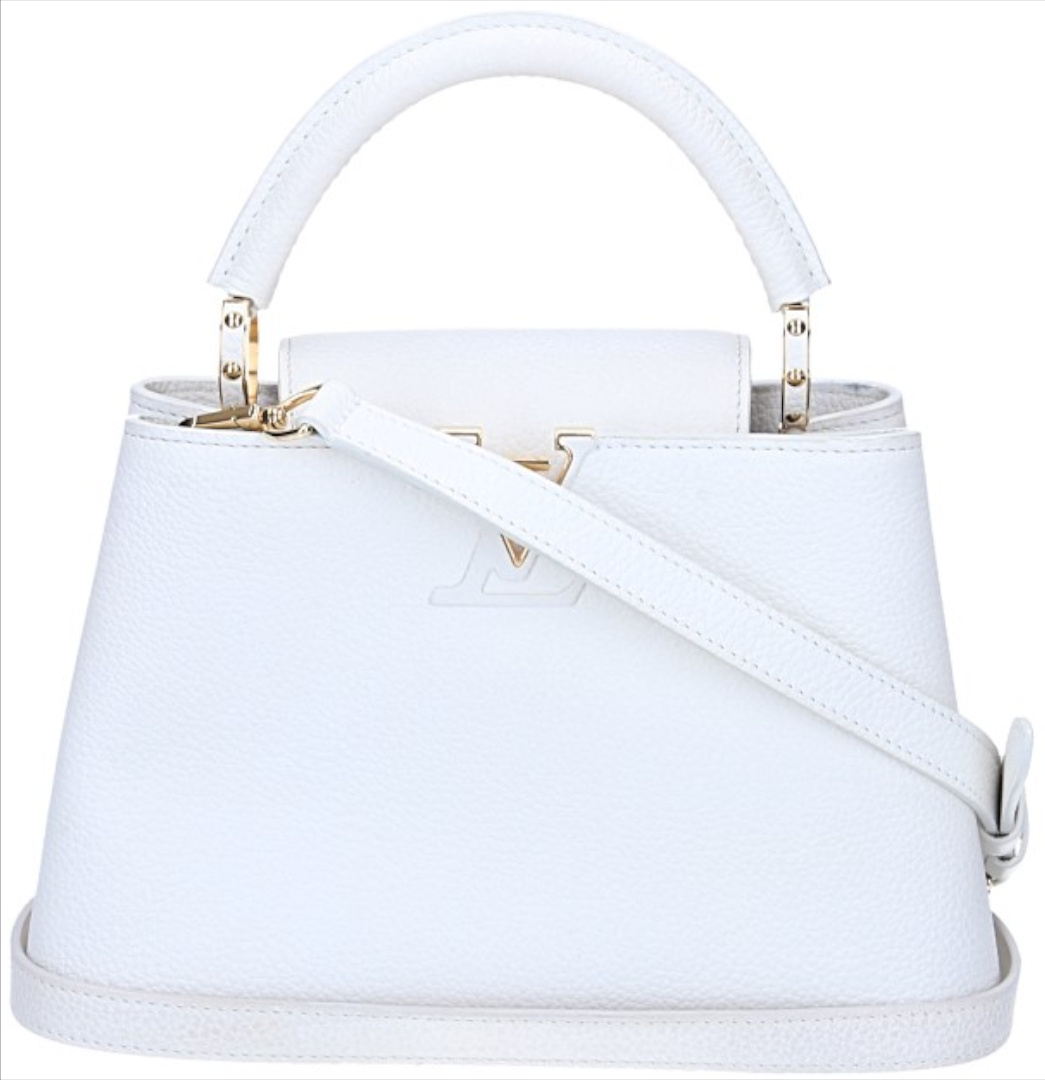LOUIS VUITTON CAPUCINES BB HANDTASCHE AUS TAURILLON LEDER IN SNOW (M55832)