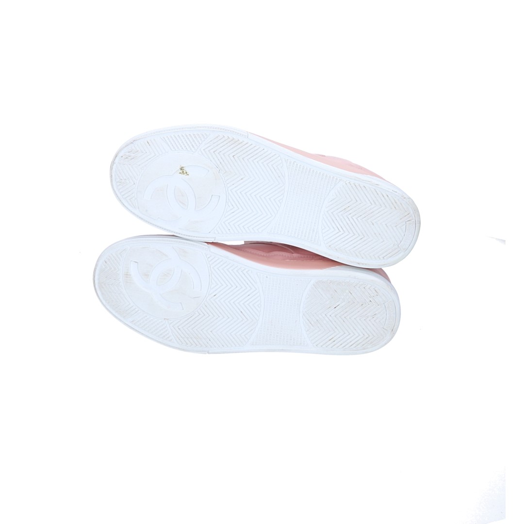 CHANEL SNEAKER SCHUHE AUS SUEDE LEDER IN ROSA UND WEISS GR. 38 (L G39978)