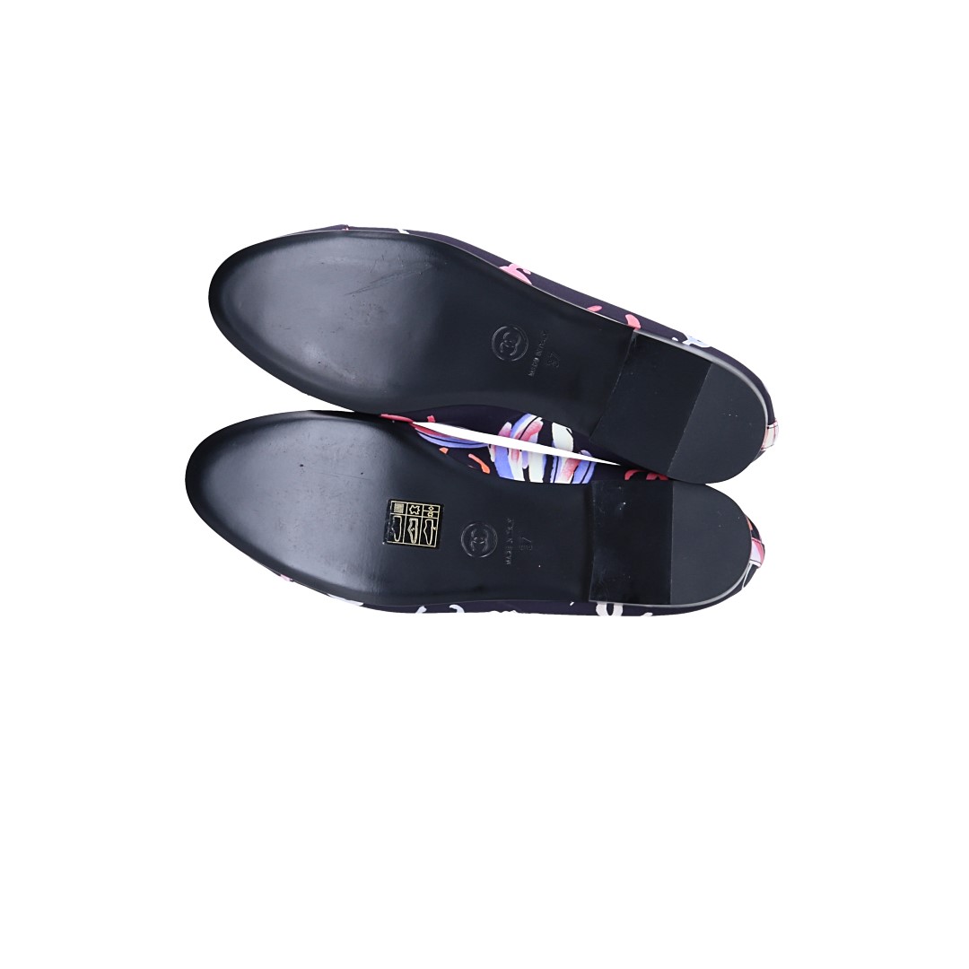 CHANEL BALLERINA SCHUHE AUS TEXTIL IN MEHRFARBIG GR. 37 (F G02819)