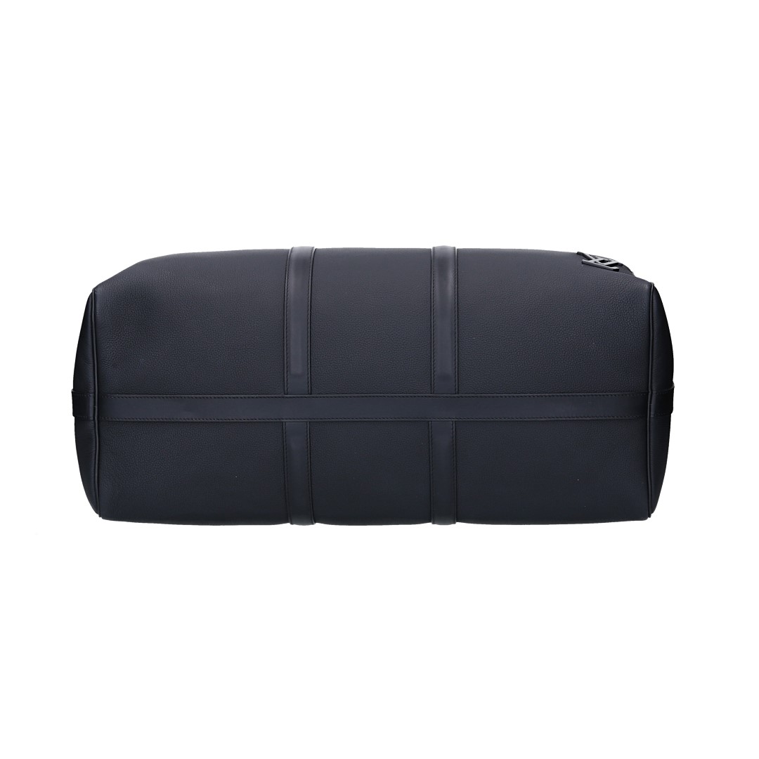 Louis Vuitton Keepall 50 Travel Bag in Monogram Denim with Leather Trim and Shoulder Straps (M45975)