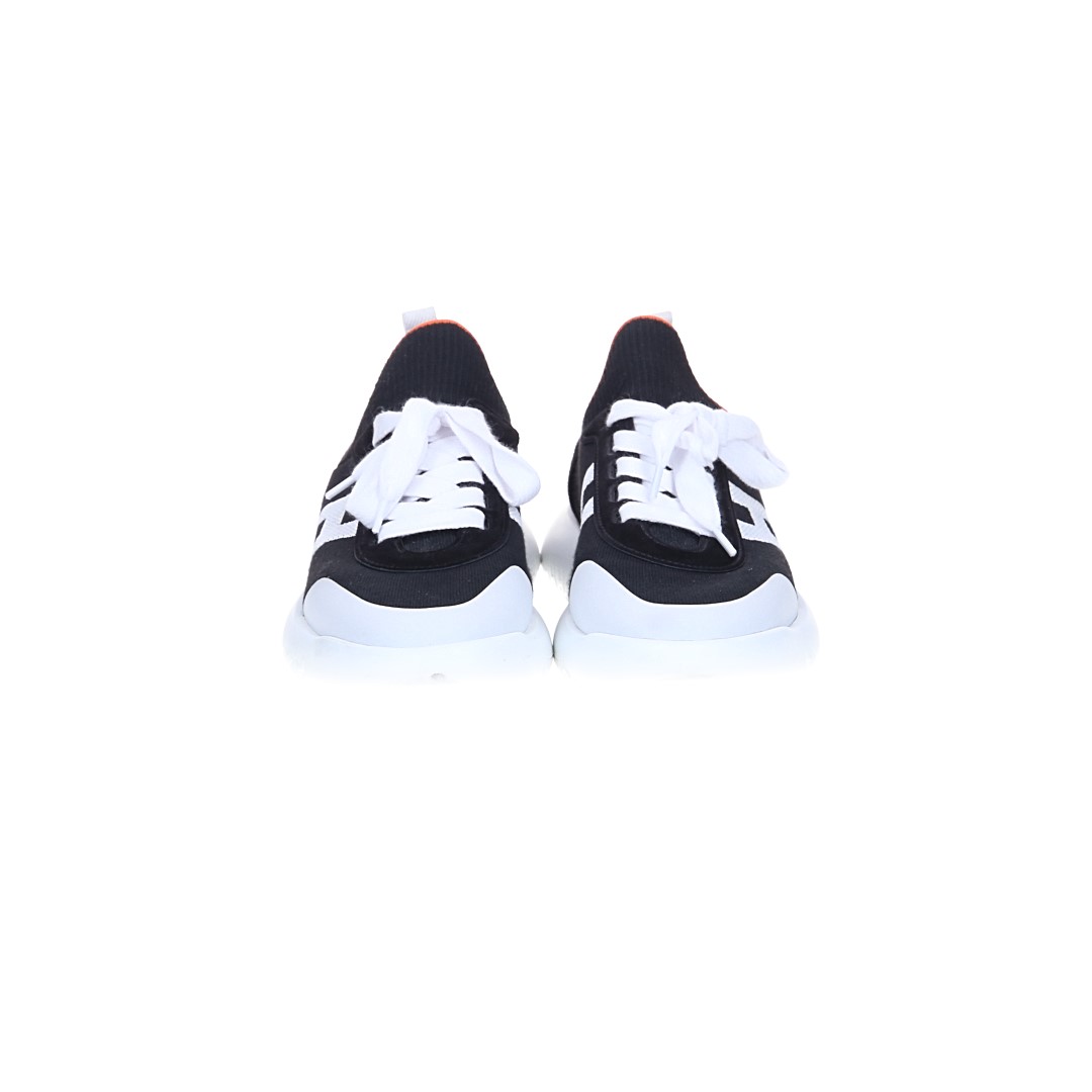 HERMÈS SNEAKER SHOES 'DUEL' MADE OF WOVEN FABRIC AND CALFSKIN IN SILVER IN SIZE 39