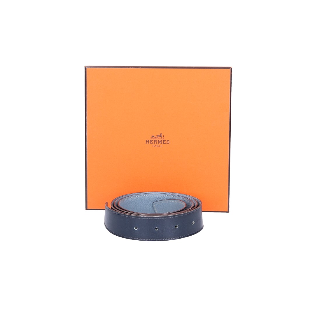 Hermès reversible belt 24 mm made of leather size 100 in blue