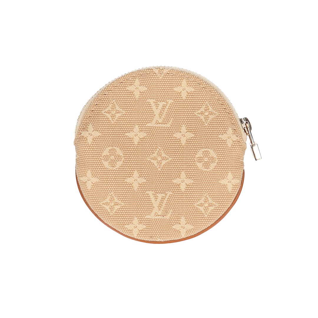48651-LouisVuitton-Geldbeutel_2D_0002 LOUIS VUITTON PORTEMONNAIE ROND AUS MONOGRAM MINI LIN CANVAS IN BEIGE TON SUR TON (M92452)