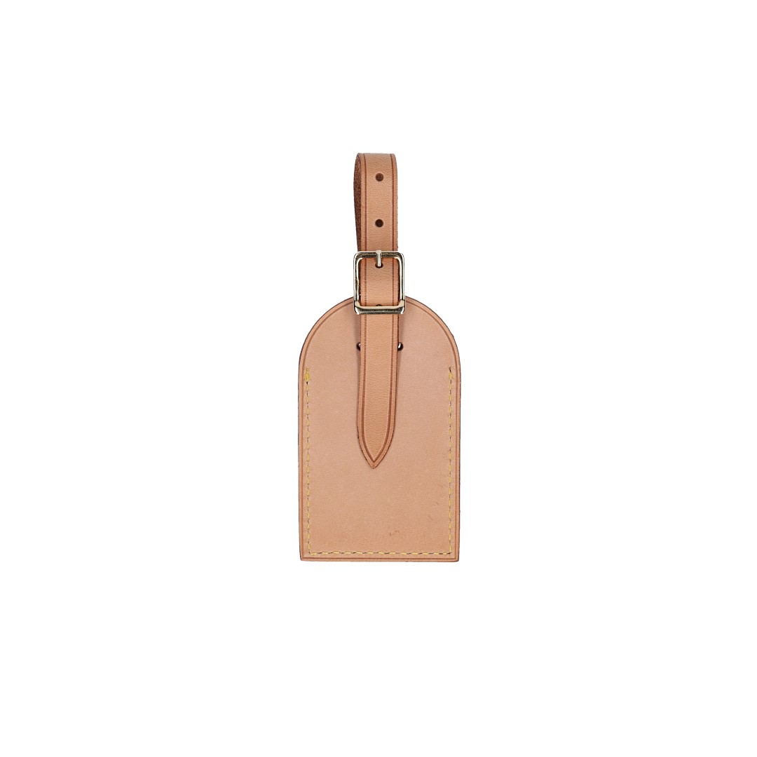 50880-LouisVuitton-Tag-Natur-KI_2D_0002 LOUIS VUITTON - K.I - ADRESSANHÄNGER - TRAVEL TAG MIT INITIALEN AUS VVN LEDER IN MITTELBRAUN