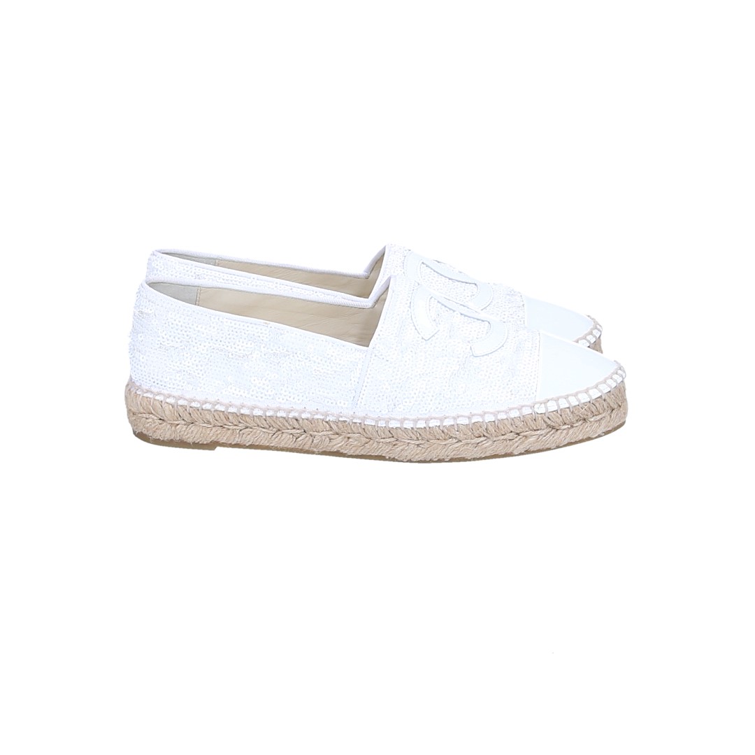 48703-Chanel-Spadrilles-Weiss_2D_0007 CHANEL ESPADRILLES MIT PAILETTEN IN WEISS GR. 40 (Z G29762)