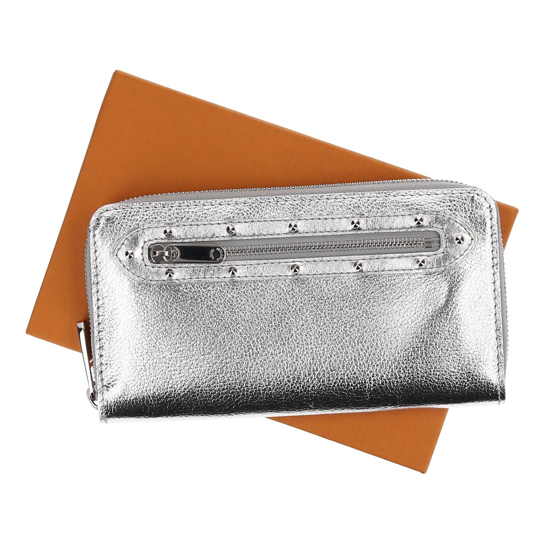 LOUIS VUITTON ZIPPY GELDBÖRSE AUS SUHALI LEDER IN SILBER-METALLIC