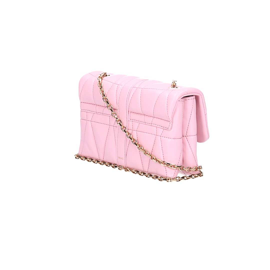 VERSACE MINIBAG KLEIO AUS GESTEPPTEM NAPPALEDER IN HELLROSA MIT GHW