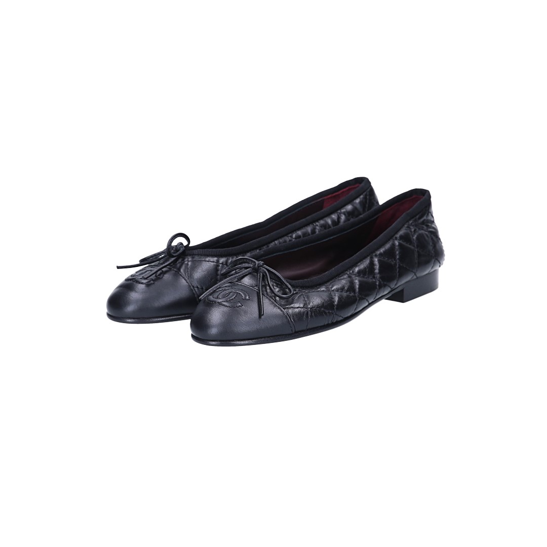 CHANEL BALLERINA SCHUHE AUS LEDER IN SCHWARZ GR. 35 (J G26250)
