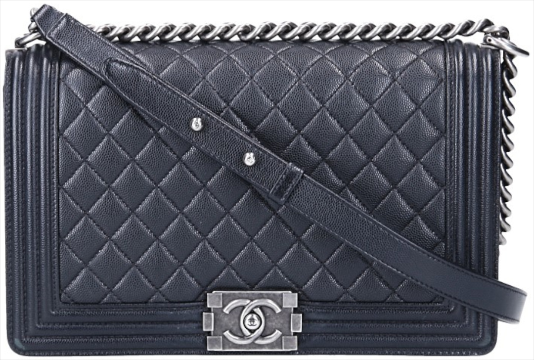 CHANEL BOY HANDTASCHE (NEW MEDIUM) AUS KALBSLEDER IN SCHWARZ MIT SGHW (A92193)